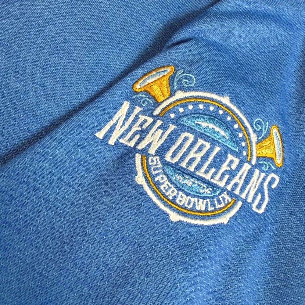 Johnnie-O Pullover Mens Brewer 2XL Blue New Orleans Super Bowl LIX 1/4 Zip EUC‎